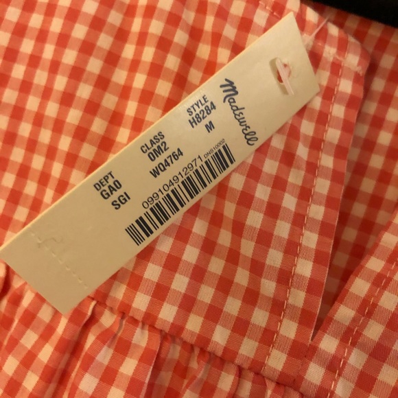 Tomato Red Madewell Embroidered Checkered Tank Top New With Tags size Medium - Picture 5 of 7